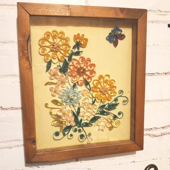 Unique Vintage Other - Vintage Handmade Paper Flowers 70s Retro Wall Art